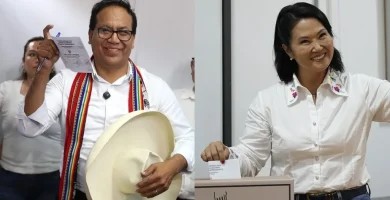 Composición de Keiko Fujimori y Roberto Sánchez durante la segunda vuelta presidencial de Perú 2026.
