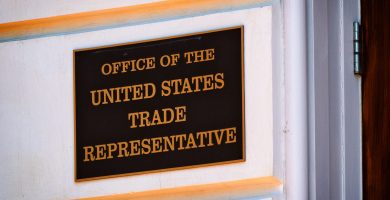 Fachada de la oficina del Representante Comercial de Estados Unidos en Washington